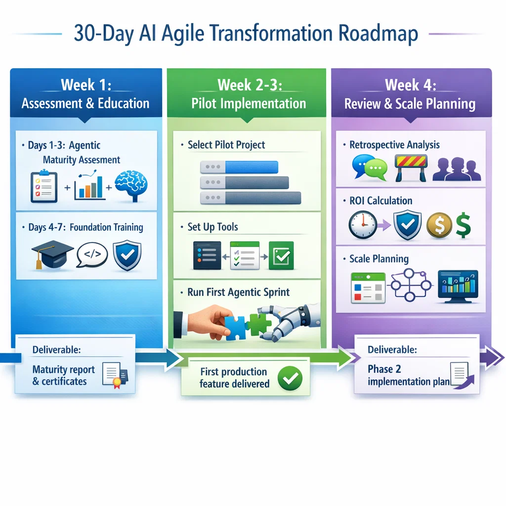 30-Day AI Agile Transformation Action Plan Infographic