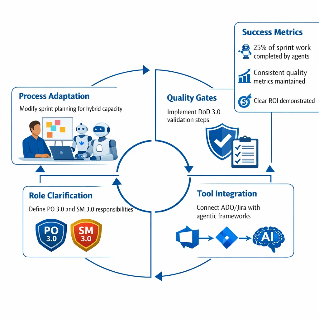 Phase 2 workflow diagram showing human-agent handoffs and integration patterns